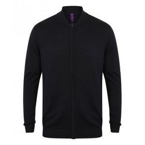 Henbury Unisex Adults Knitted Bomber Jacket / Navy
